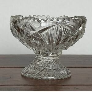Imperial Glass Ohio 212 Footed Bowl – Clear Pressed Glass Vintage Compote